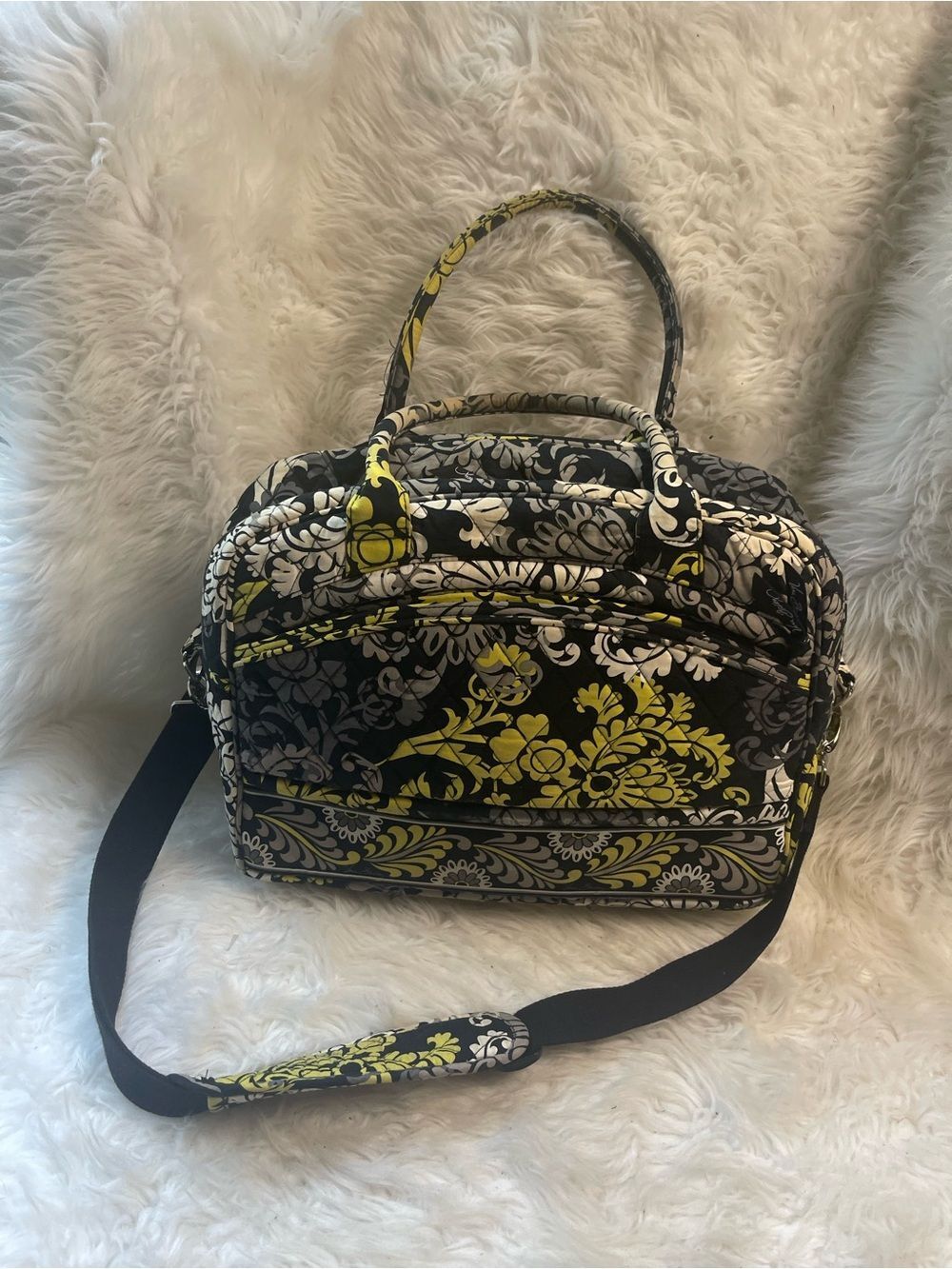 Vera Bradley Quilted Floral - Black & Yellow large laptop bag